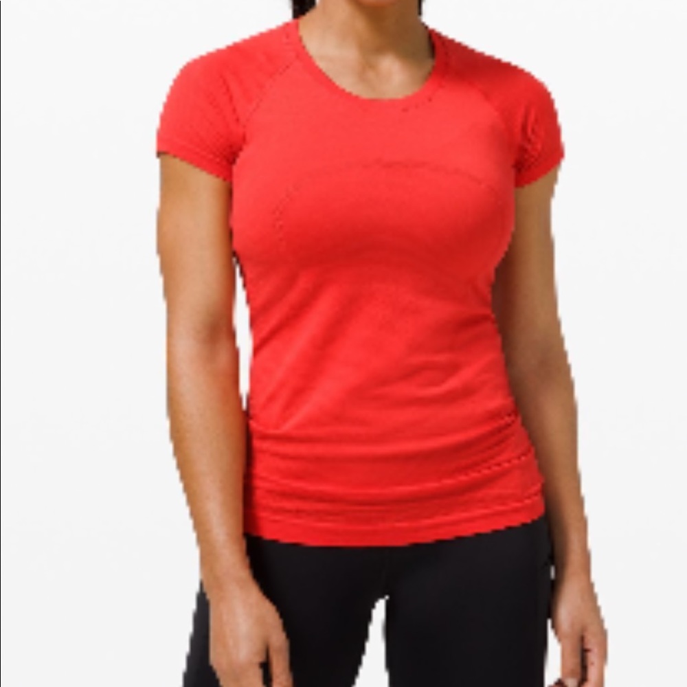 Lululemon Neon Red Coral Swiftly Tech Short Sleeve